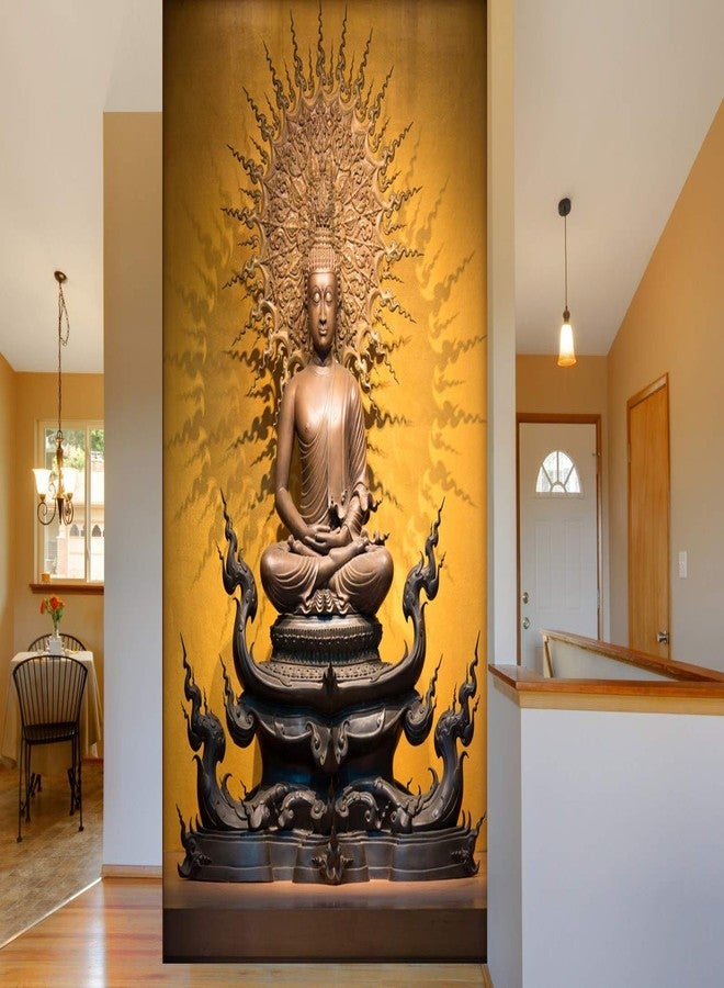 999Store 3D Print Latest Door Living Room Bed Room Home Hall Wall Stickers Sheet roll Lord Gautam Buddha Meditating Mural buddha wallpaper for living room ( Vinyl Self Adhesive 24X36 Inches ) NonW230944 - Image 1